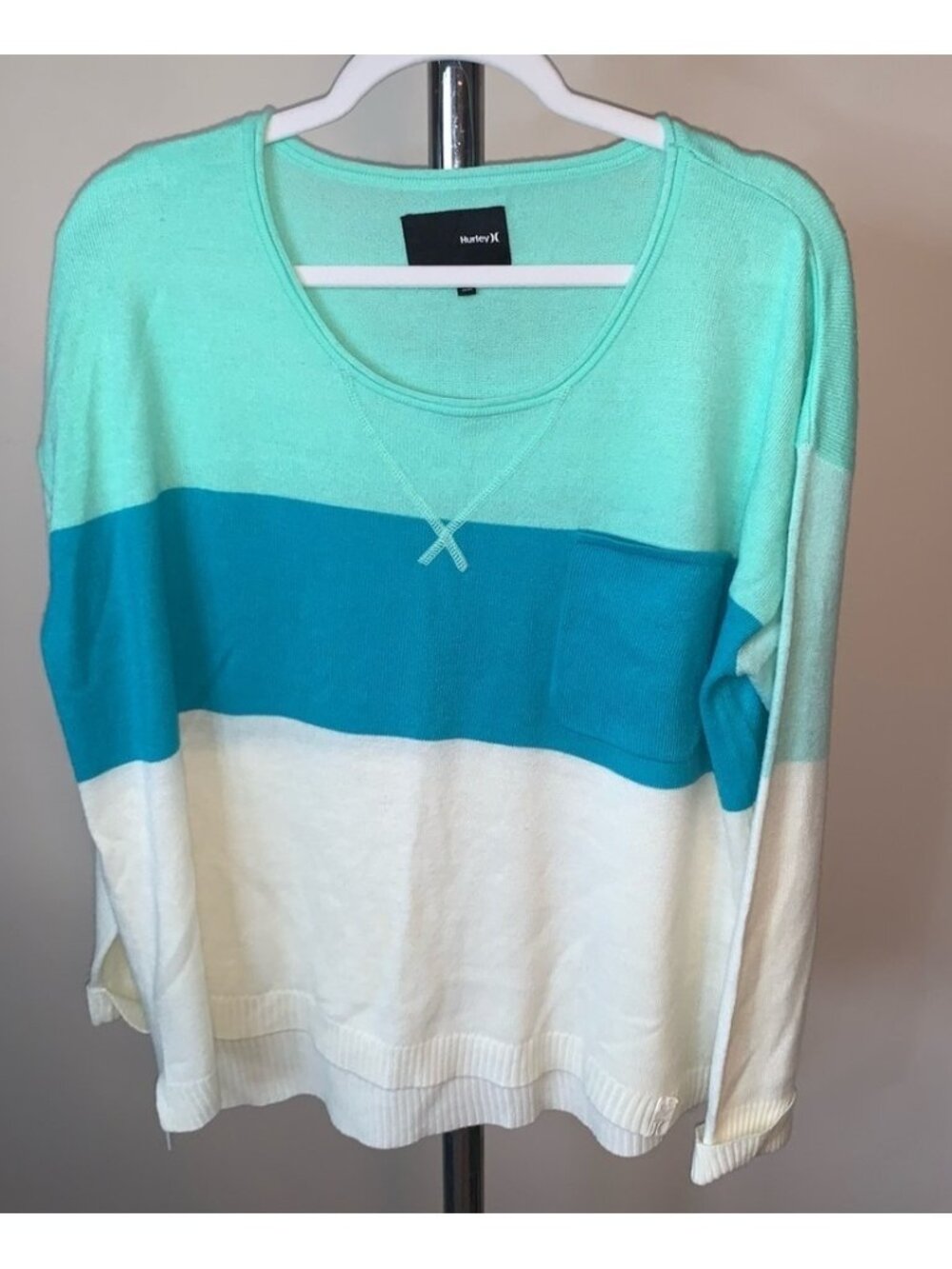 Hurley Sweater Color Block Blue Green